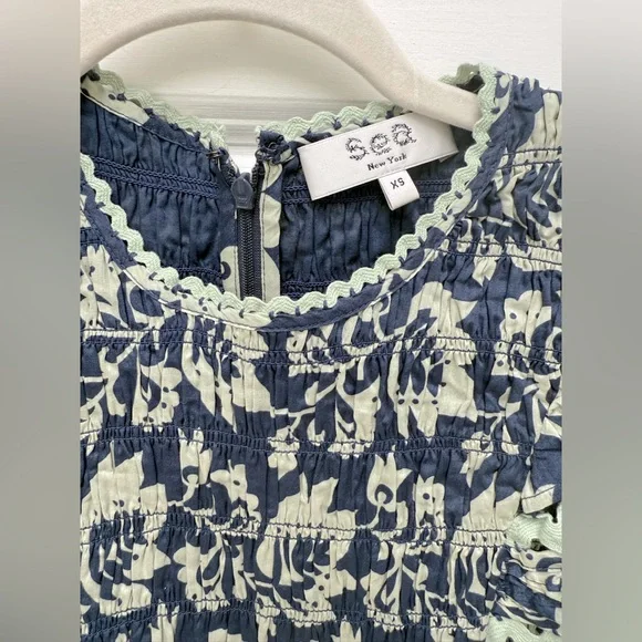 Sea NY Linda Smocked Blue and Green Patterned Mini Dress - Picture 4 of 5